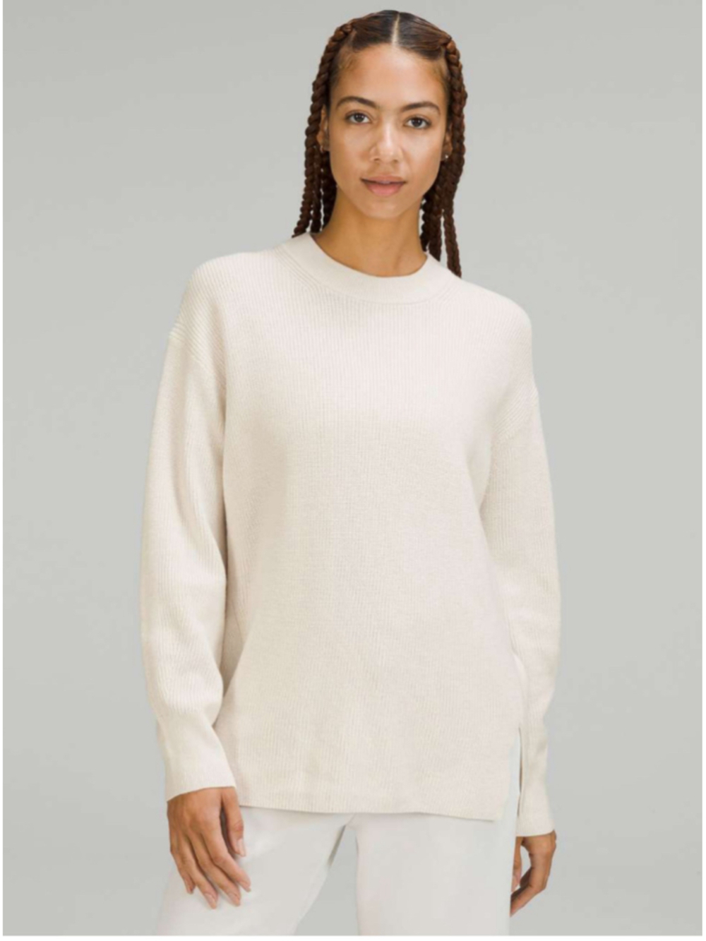 Lululemon Merino Wool Oversized Sweater Beige Ribbed Knit Size 4